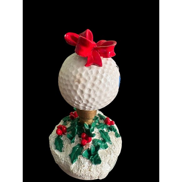 Vintage 1993 Enesco Golf Ball Figurine Happy Holly Days Christmas Decor - Picture 3 of 7